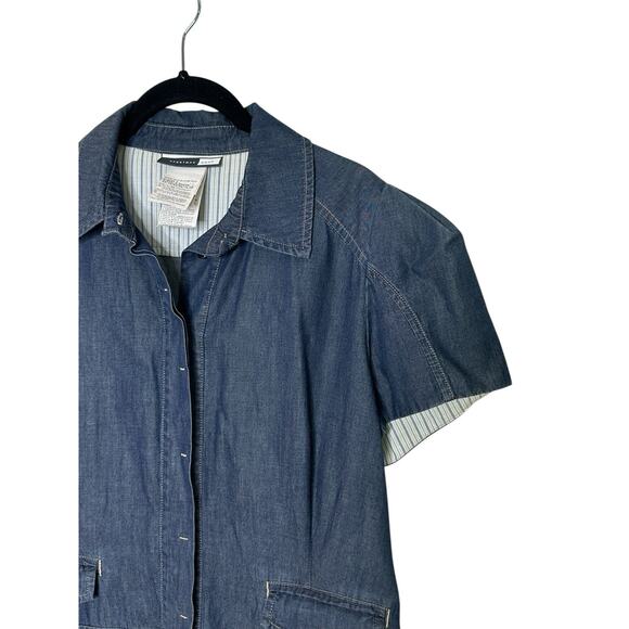 Sportsmax Code Womens Denim Dress 12 Pockets Minimalist Quiet Luxury Blue - Picture 5 of 12